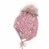 MINI GIRL-Mütze, Animal dots ausgenäht, fake fur pompon, Futter