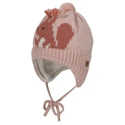 MINI GIRL-Mütze, ausgenäht Intarsie Eichhörnchen, Pompon, Futter