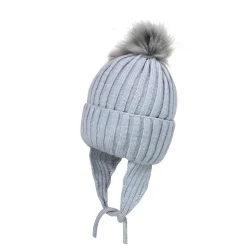 MINI GIRL-Mütze, Umschlag Pompon, Ohrklappen, Vollfutter