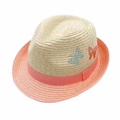 MINI GIRL-Trilby Schmetterling Stickerei, geflochten