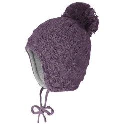 MINI-Mütze ausgenäht Struktur Norwegerstern, großes Pompon