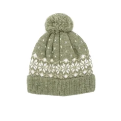 MINI-Mütze, Umschlag, Pompon Norwegerjacquard, Futter
