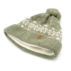 MINI-Mütze, Umschlag, Pompon Norwegerjacquard, Futter