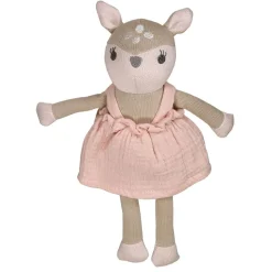 Puppe, Reh mit Kleid Musselinstoff, Gestrick