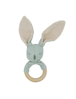 Rassel Hase, Musselin Holzring